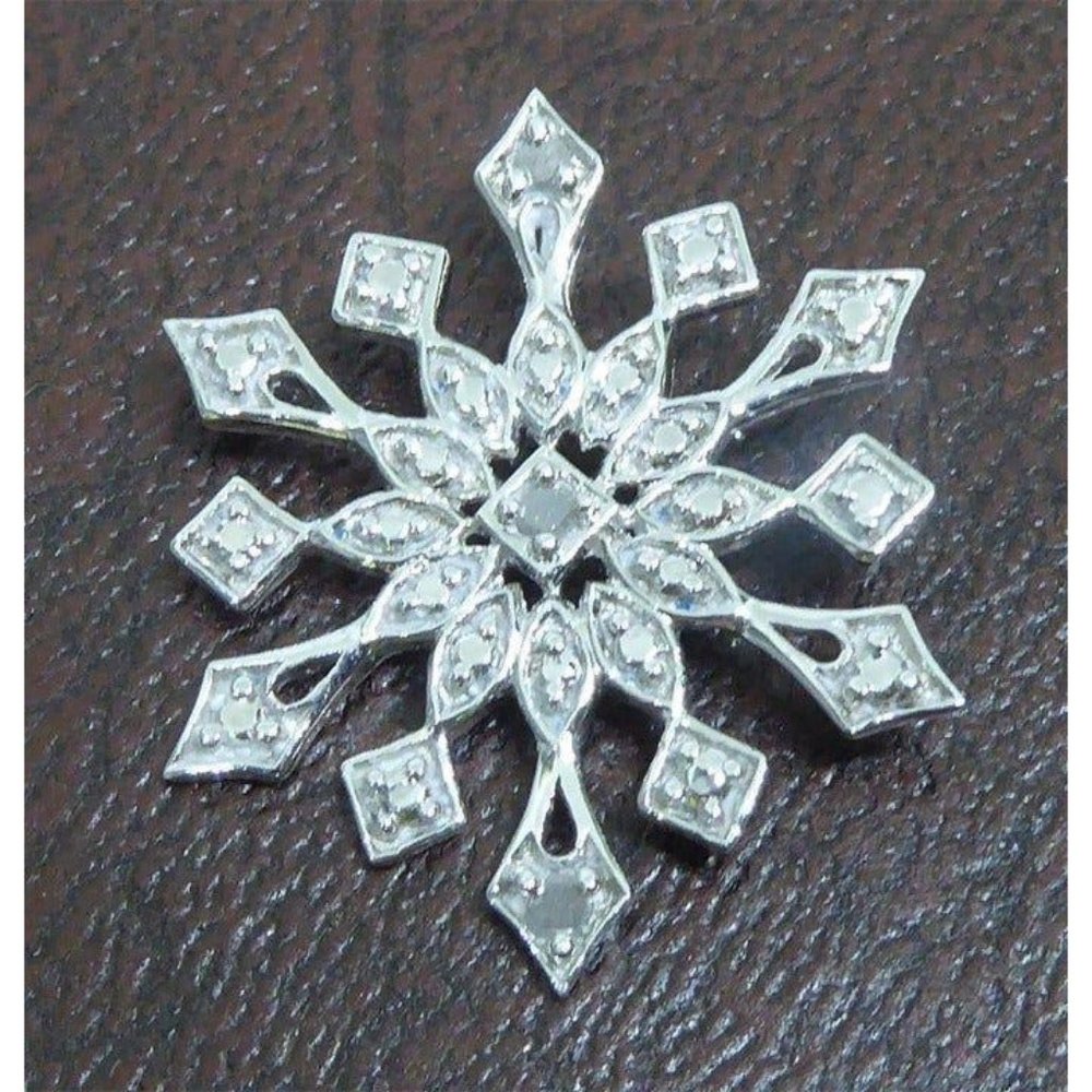 Beautiful Sterling Diamond Snowflake Star Pendant Signed OTC